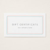 AVERY Coral and Teal Business Gift Certificate (Devant)