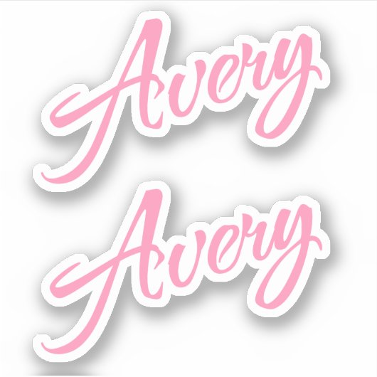 Avery Decoratieve Naam in Roze x2 Sticker (Voorkant)