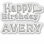 Avery Happy Birthday silver Aufkleber Sticker (Voorkant)
