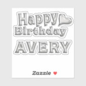 Avery Happy Birthday silver Aufkleber Sticker (Vel)