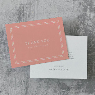 AVERY Minimal Blush Peach Koraal Bedankt Kaart