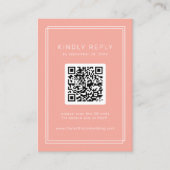AVERY Minimal Blush Peach QR Code RSVP Wedding Informatiekaartje (Voorkant)
