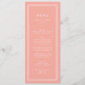 AVERY Minimal Blush Peach Zachte Coral Wedding Menu (Voorkant)