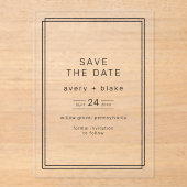 AVERY Minimalist Wedding Save the Date Acryl Uitnodigingen (Voorkant)
