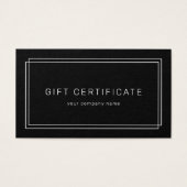 AVERY Modern Black Business Gift Certificate (Devant)