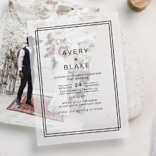 AVERY Modern Minimalistisch Dubbel Lijst Huwelijk Vellum Uitnodigingen