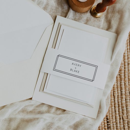 Avery Modern Zwart-wit Dubbel Lijst bruiloft Uitnodigingen Wikkel