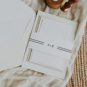 AVERY Modern zwart-wit monogram bruiloft Uitnodigingen Wikkel