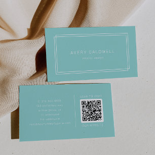AVERY Moderne Minimalistische Mintgroene Frame QR- Visitekaartje