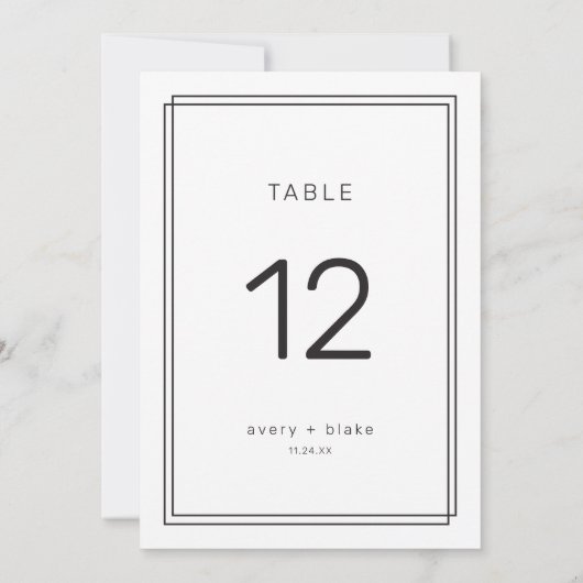 AVERY Moderne Minimalistische Trouwtafelnummers Kaart (Achterkant)
