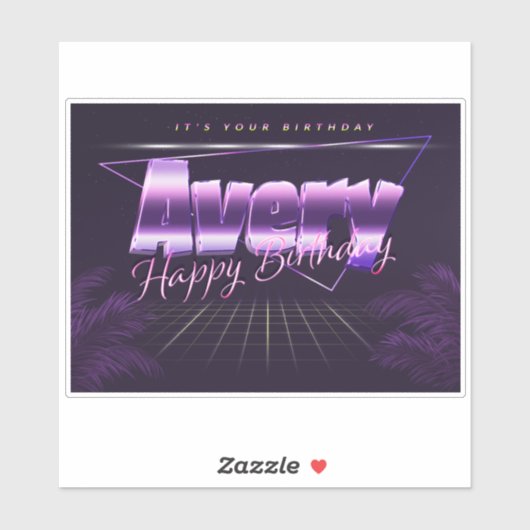 Avery Nom Prénom autocollant rétro lilas Anniversa (Feuille)
