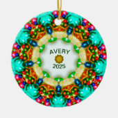 AVERY ~ Persoonlijke fractale kerstDesign ~ Keramisch Ornament (Voorkant)
