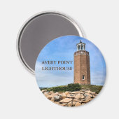 Avery Point Lighthouse, Connecticut Round Magnet (Recto/Verso)