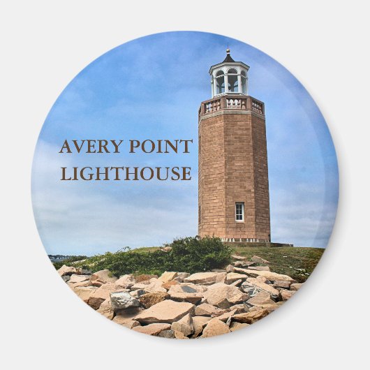 Avery Point Lighthouse, Connecticut Round Magnet Magneet (Voorkant)