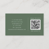 AVERY Rustic Donkergroene Boho Dubbel Frame QR Cod Visitekaartje (Achterkant)