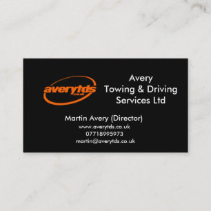 AveryTowing & Driving Services Ltd Visitekaartje