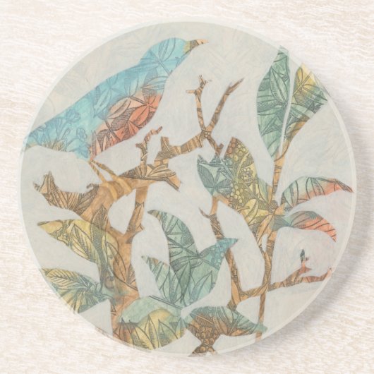 Aviary Collage I Zandsteen Onderzetter (Voorkant)