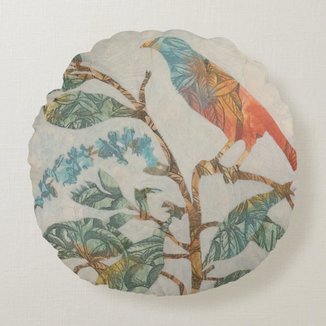 Aviary Collage II Rond Kussen (Voorkant)