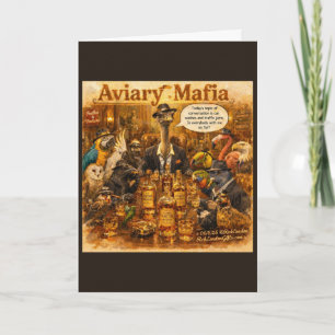 Aviary Mafia Cartoon – Gevederde Mob Familie Humor Kaart