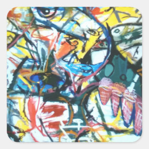 Aviary Stream Abstract Jeff Hankamer Artjunkhaus Vierkante Sticker