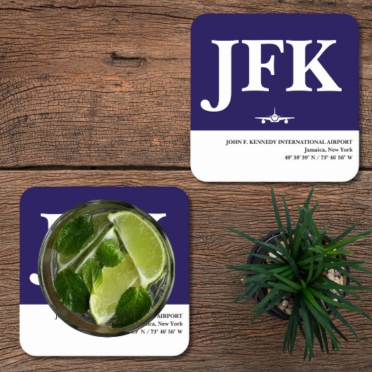 Aviation Airport Code Airplane Blue White Pilot Vierkante Kartonnen Onderzetter