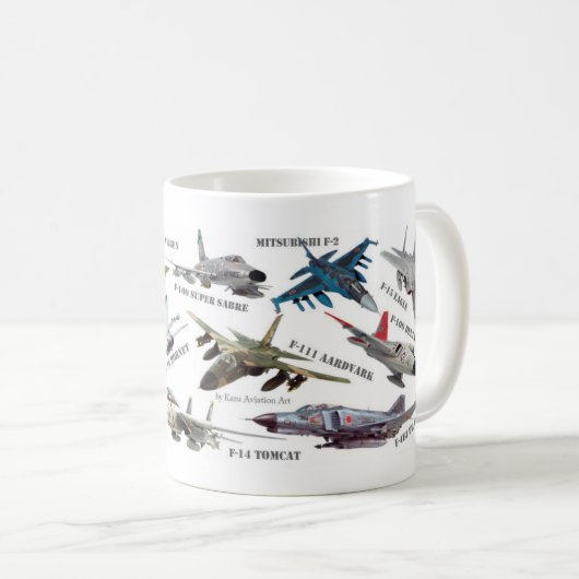 Aviation Art mug "Jet fighter"ジェット戦闘機のマグカップ (Devant droit)