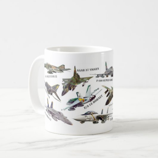 Aviation Art mug "Jet fighter"ジェット戦闘機のマグカップ (Devant gauche)