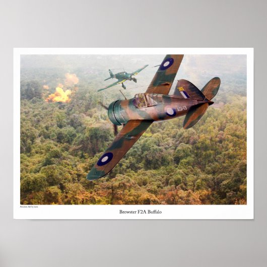 Aviation Art Poster "Brewster F2A Buffalo" (Voorkant)
