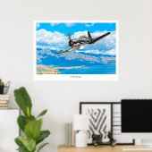 Aviation Art Poster "F4U Corsair" (Bureau à domicile)