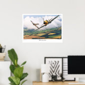 Aviation Art Poster "Messerschmitt Bf 109E" (Bureau à domicile)