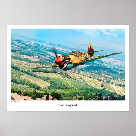 Aviation Art Poster "P-40 Kittyhawk" (Devant)
