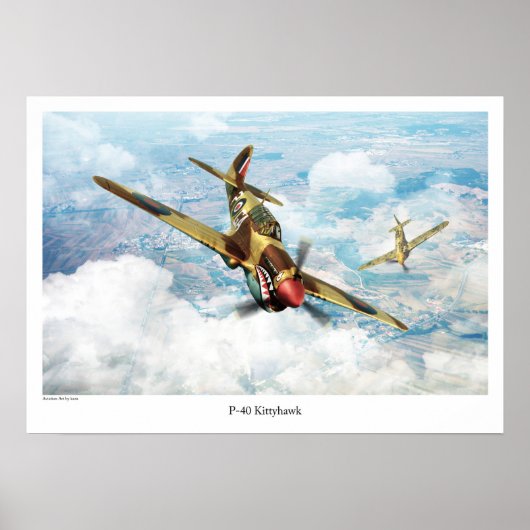Aviation Art Poster "P-40 Kittyhawk" (Devant)