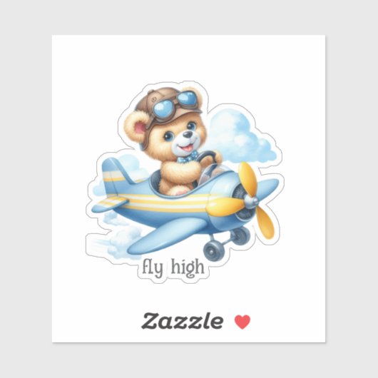 Aviation Teddy Bear Sticker (Vel)