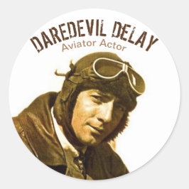 Aviator Actor DAREDEVIL DeLAY - Decimaal blad Ronde Sticker