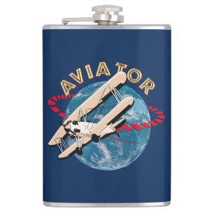 Aviator die de wereld reist heupfles