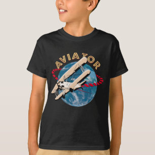 Aviator die de wereld reist t-shirt