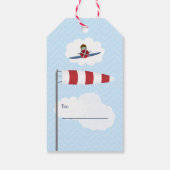 Aviator en zijn vliegtuig cadeaulabel (Achterkant)
