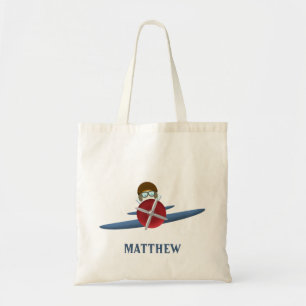 Aviator en zijn vliegtuig tote bag