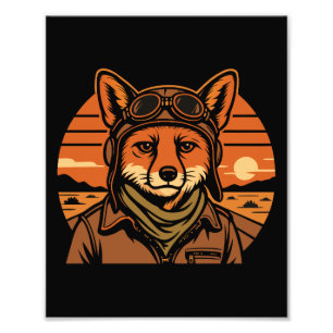 Aviator Fox Flying Foxy Wings Foto Afdruk