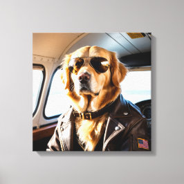 Aviator Golden Retriever Canvas Afdruk