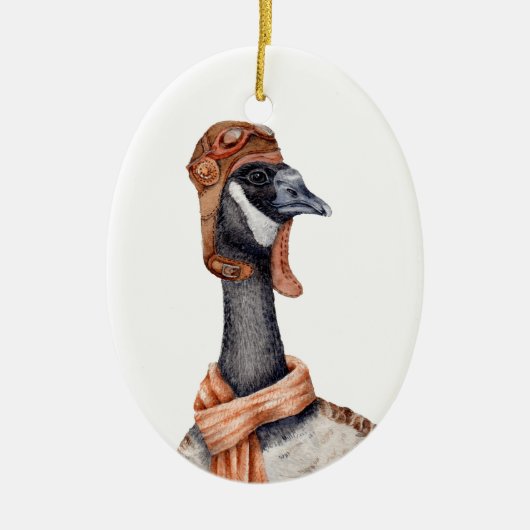 Aviator Goose Keramisch Ornament (Voorkant)
