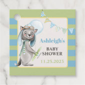 Aviator Wolf, Gestreept Baby shower Bedankjes Labels (Voorkant)