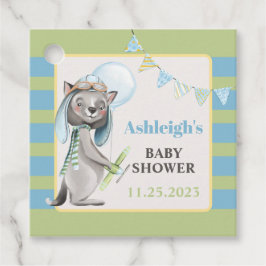 Aviator Wolf, Gestreept Baby shower Bedankjes Labels