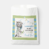 Aviator Wolf, Gestreept Baby shower Bedankzakje (Voorkant)