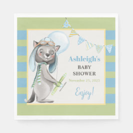 Aviator Wolf, Gestreept Baby shower Servet