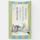 Aviator Wolf, Gestreept Baby shower Spandoek (Verticaal)