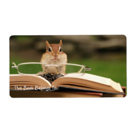 Avid lezer chipmunk bookplate etiket