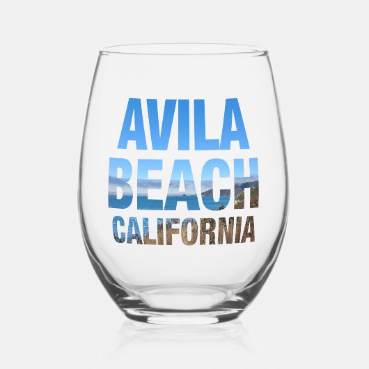 Avila Beach California Vacation Wijnglas Zonder Voet (Voorkant)