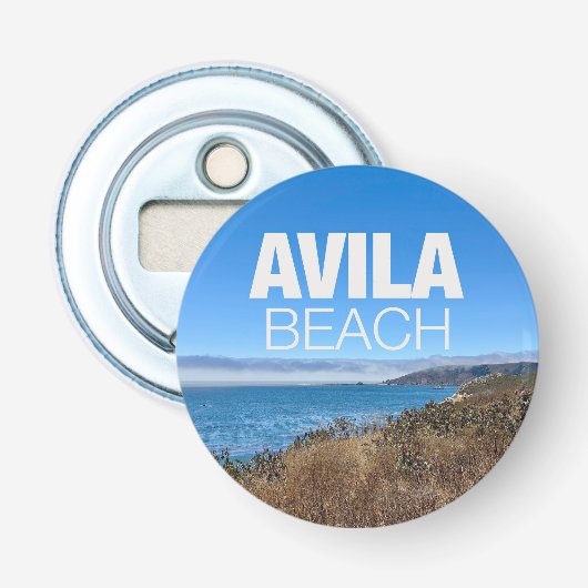 Avila Beach Californië Overzicht Fotografie Button Flesopener (Voorkant)