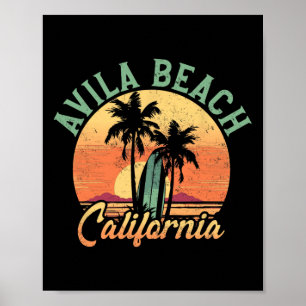 Avila Beach Californië Retro Surfer Vintage Strand Poster